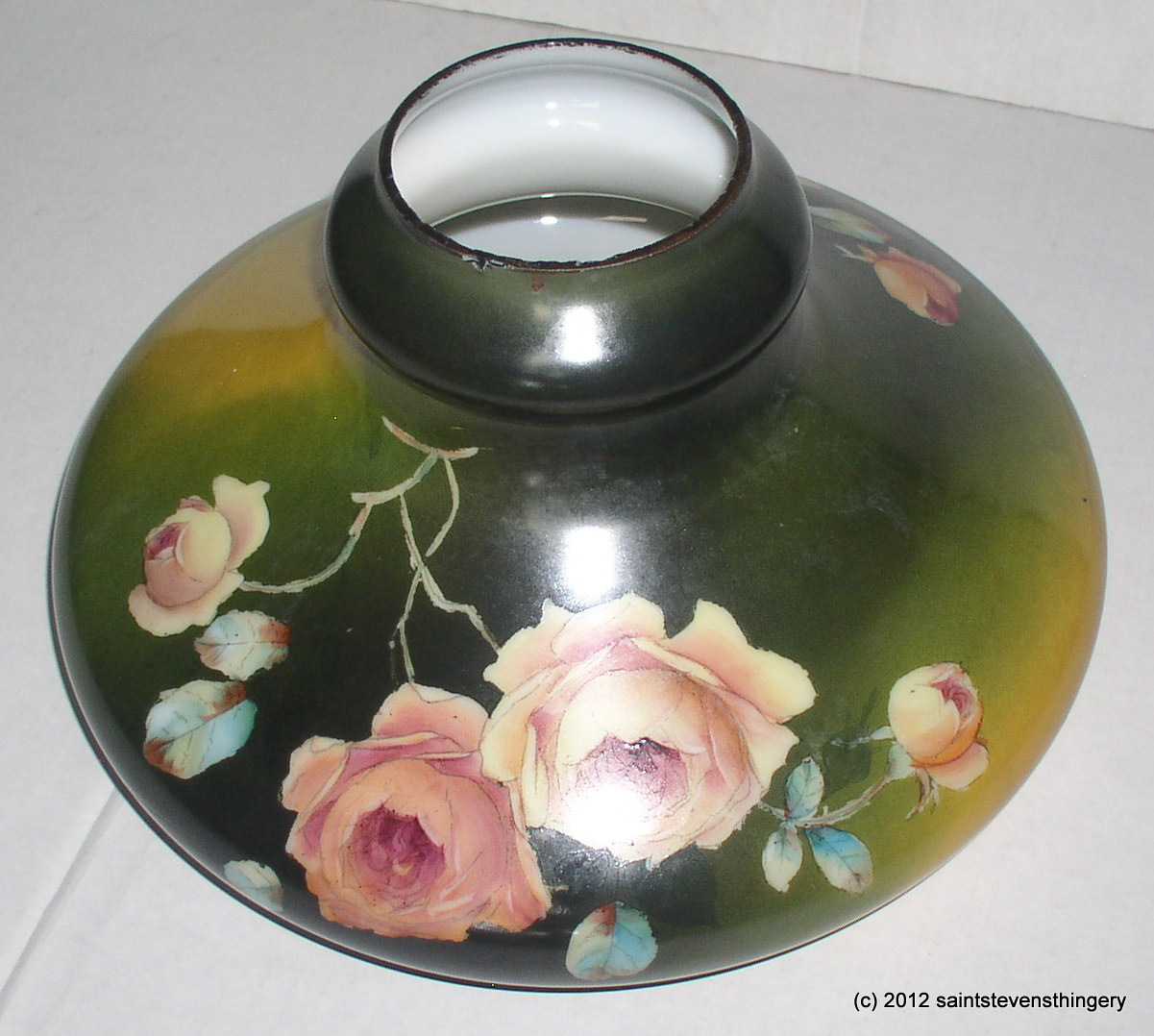 Kerosene Lamp Shades on Antique Painted Roses 10  Tam O Shanter Kerosene Oil Lamp Shade   Ebay