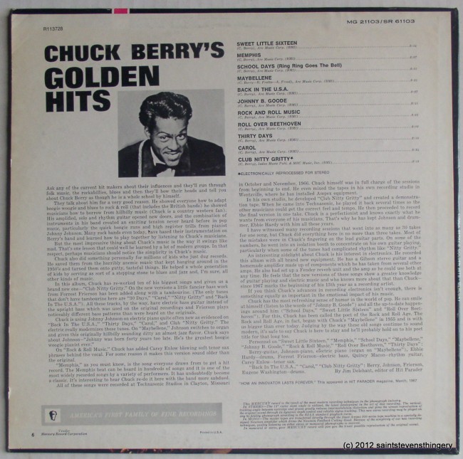 Chuck Berry / Chuck Berry's Golden Hits back cover