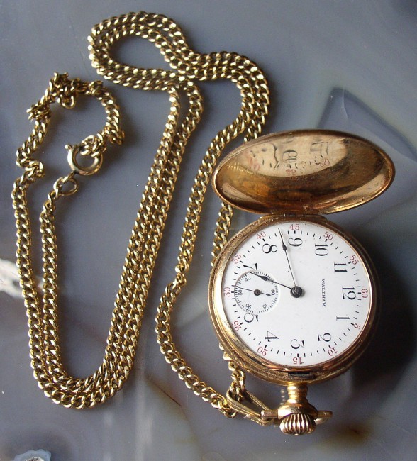 Waltham 3/0 Size 14K Gold, Diamond Pocket Watch & Chain – Thingery ...