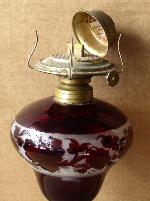 Etched Cranberry Lamp 3