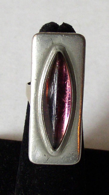 Jorgen Jensen Denmark Modernist Amethyst Pewter Ring