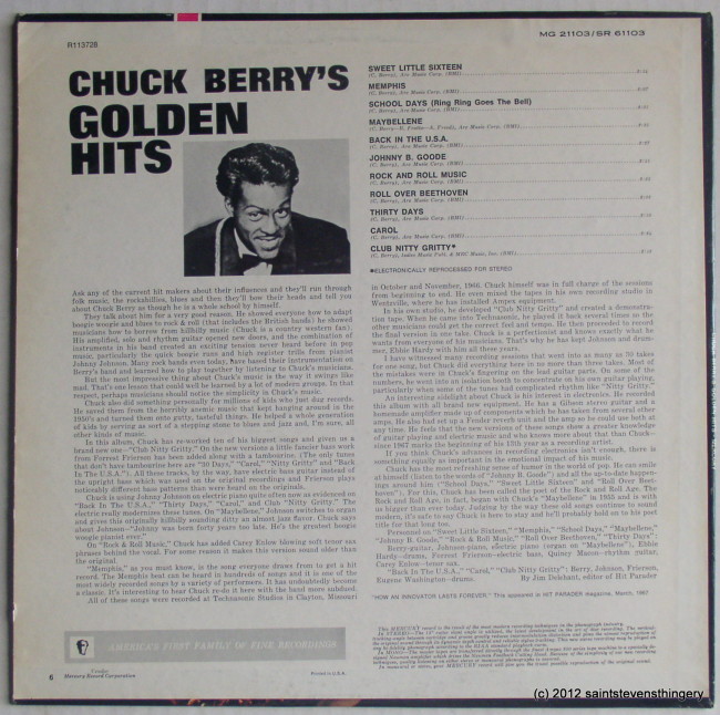 Chuck Berry / Chuck Berry's Golden Hits back cover
