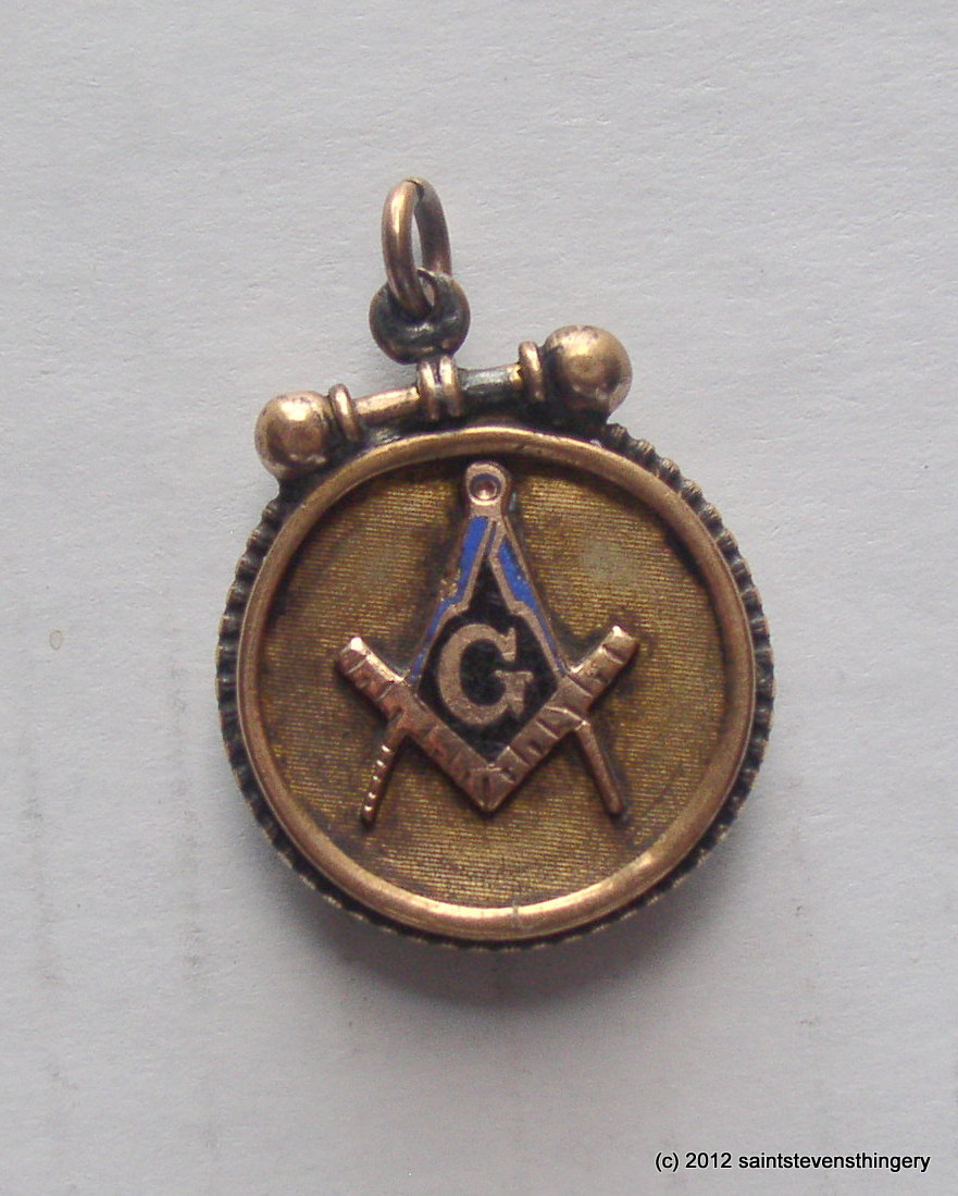 Antique Masonic Gold Watch Fob Charm Carved Moss Agate Seal Back