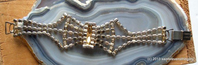 Milk Glass & Rhinestone Bracelet 4