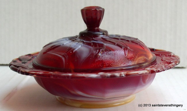 Slag Glass Butter Dish 2