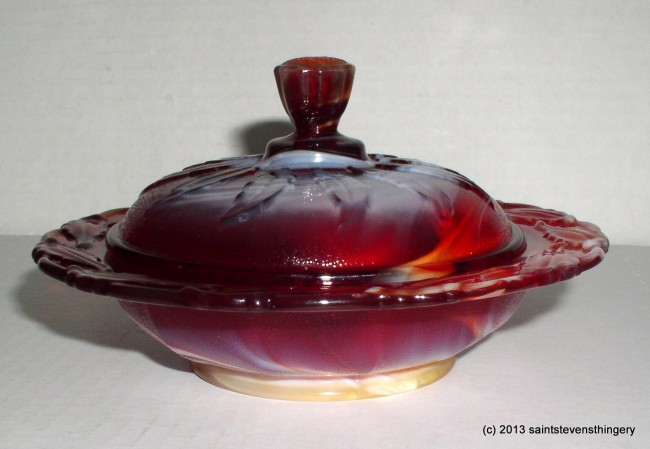 Slag Glass Butter Dish 6