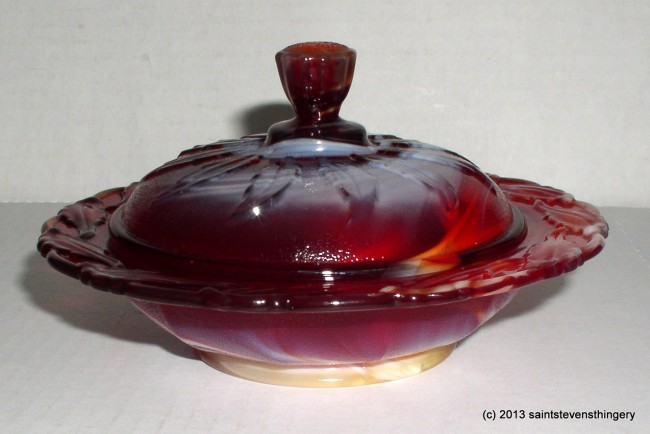 Slag Glass Butter Dish 7