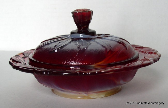 Slag Glass Butter Dish 8