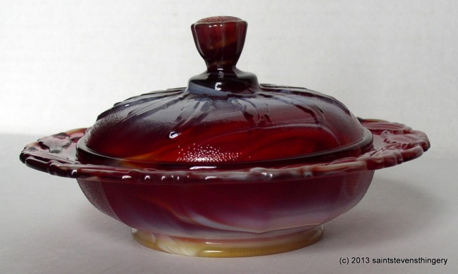 Slag Glass Butter Dish 9