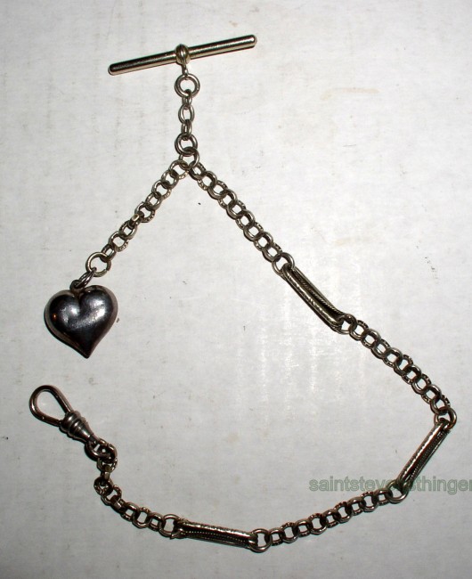 Silver Link Chain Puffy Heart Fob 3