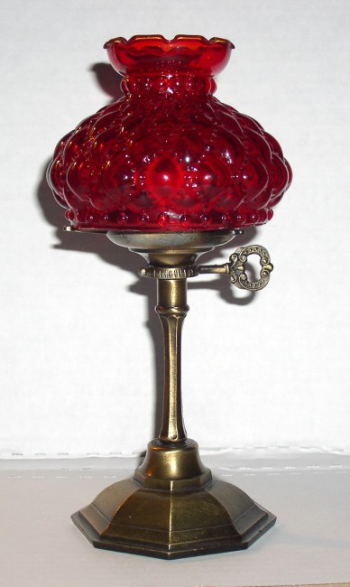 Mini Tea Light Lamp Ruby Red Diamond Quilted Shade 1