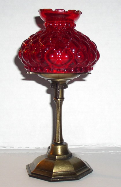 Mini Tea Light Lamp Ruby Red Diamond Quilted Shade 3