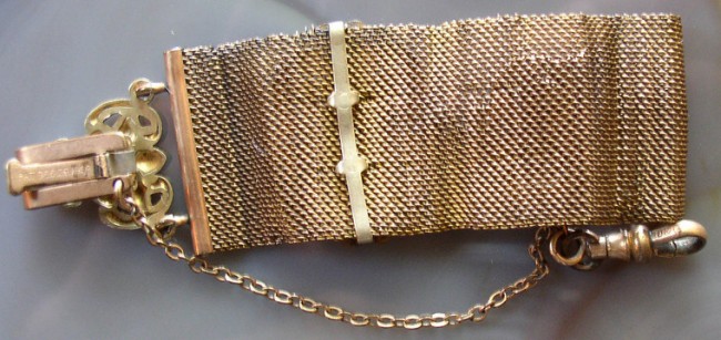 Antique Gold Filled Mesh Pocket Watch Fob Chain 4