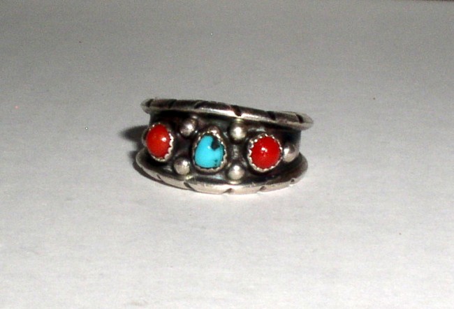 Sterling Turquoise Coral Ring 1