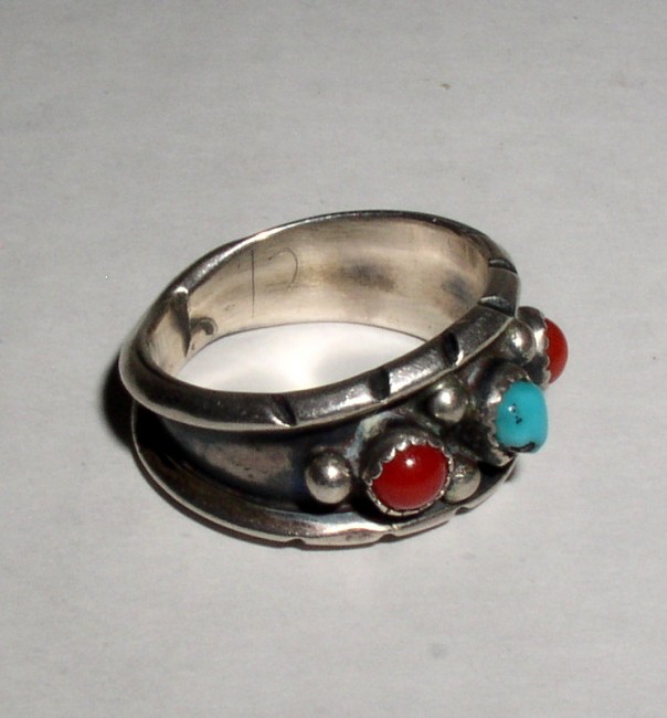 Sterling Turquoise Coral Ring 4