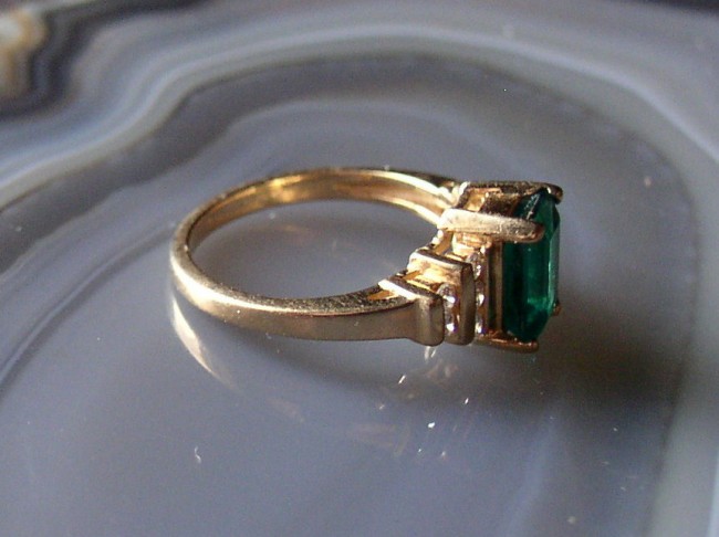 Gold Emerald Solitaire Ring 9