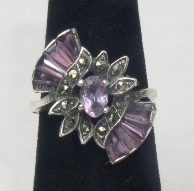 Amethyst Marcasite Ring 1