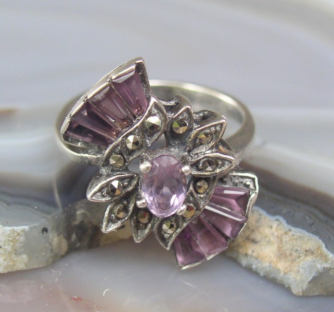 Amethyst Marcasite Ring 3