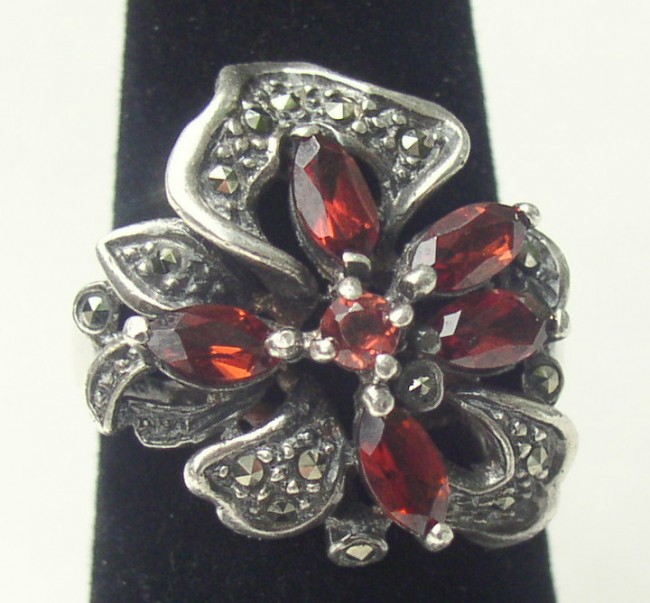 Garnet Marcasite Ring 1