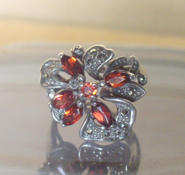 Garnet Marcasite Ring 2