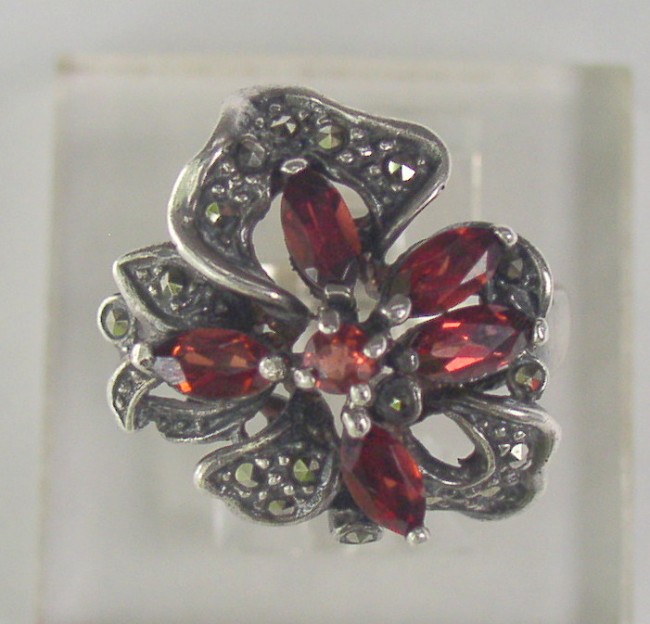 Garnet Marcasite Ring 3