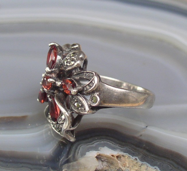 Garnet Marcasite Ring 4