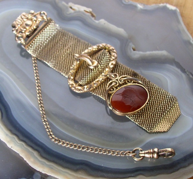 Mesh Chain With Carnelian Fob 1