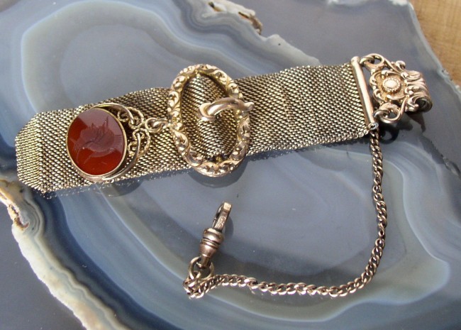 Mesh Chain With Carnelian Fob 2