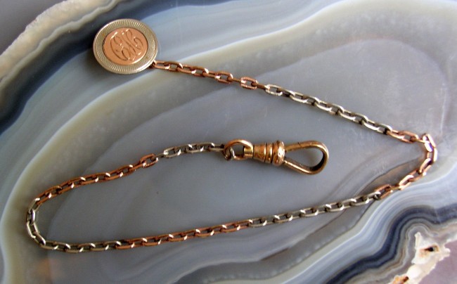 White And Rose Gold Button Watch Chain 1