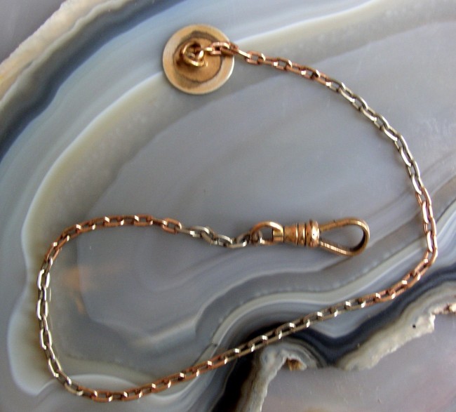 White And Rose Gold Button Watch Chain 2