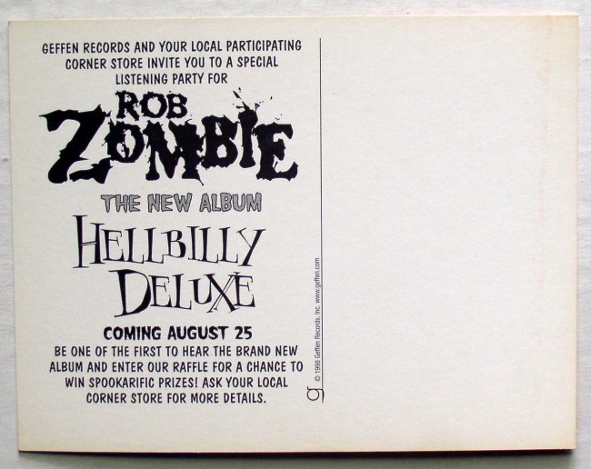 Rob Zombie Hellbilly Deluxe Postcard 2