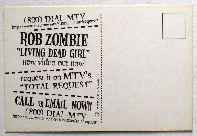 Rob Zombie Living Dead Girl Postcard 2