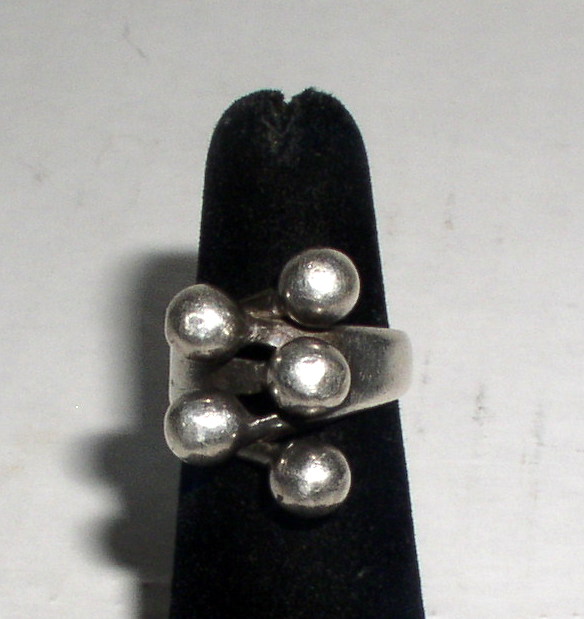 Mid Century Modernist Taxco Mexico 925 Sterling Ball Style Ring Size 7. ...