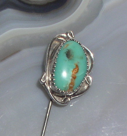 Vintage Southwestern Style Sterling Silver And Turquoise Hat Stick Pin ...