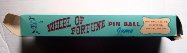 Louis Marx Wheel Of Fortune Pin Ball Game