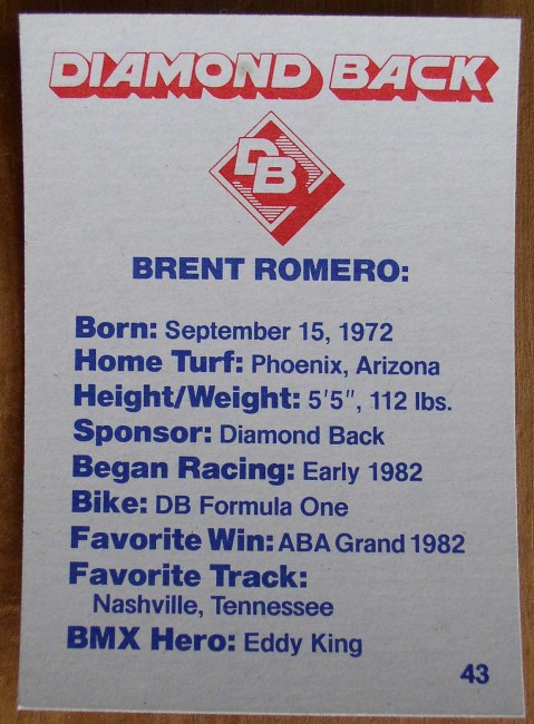 BMX card 43 back