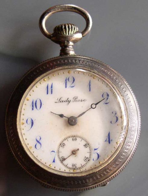 Antique Lady Rose Ornate Sterling Case Pocket Watch 1
