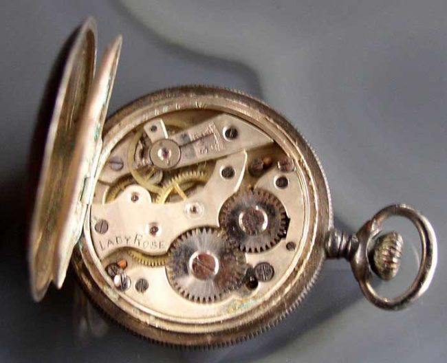 Antique Lady Rose Ornate Sterling Case Pocket Watch 4