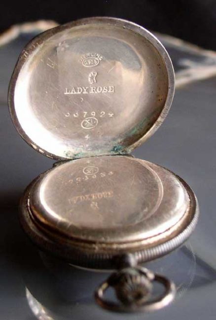 Antique Lady Rose Ornate Sterling Case Pocket Watch 5