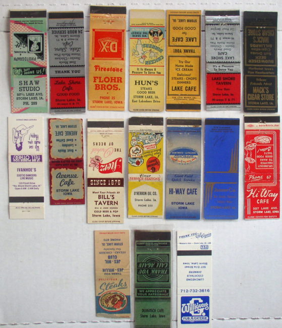 Storm Lake Iowa Match Book Covers 1