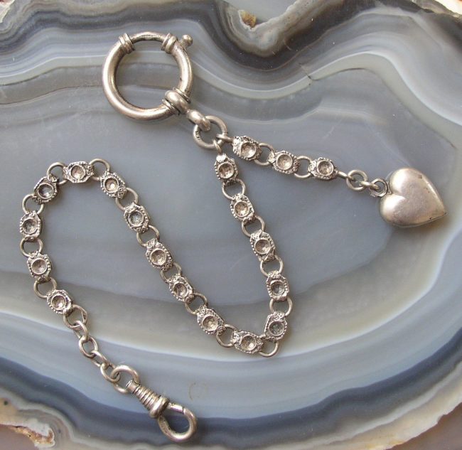 Silver Chain, Puffy Heart Fob 1