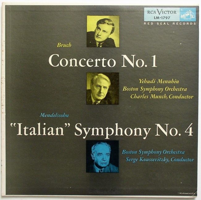 Bruch, Mendelssohn / Concerto No. 1, Symphony No. 4 LP vg 1954