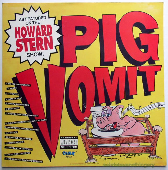 Pig Vomit Dominion Entertainment Oink Music Howard Stern Promo Flat 1993